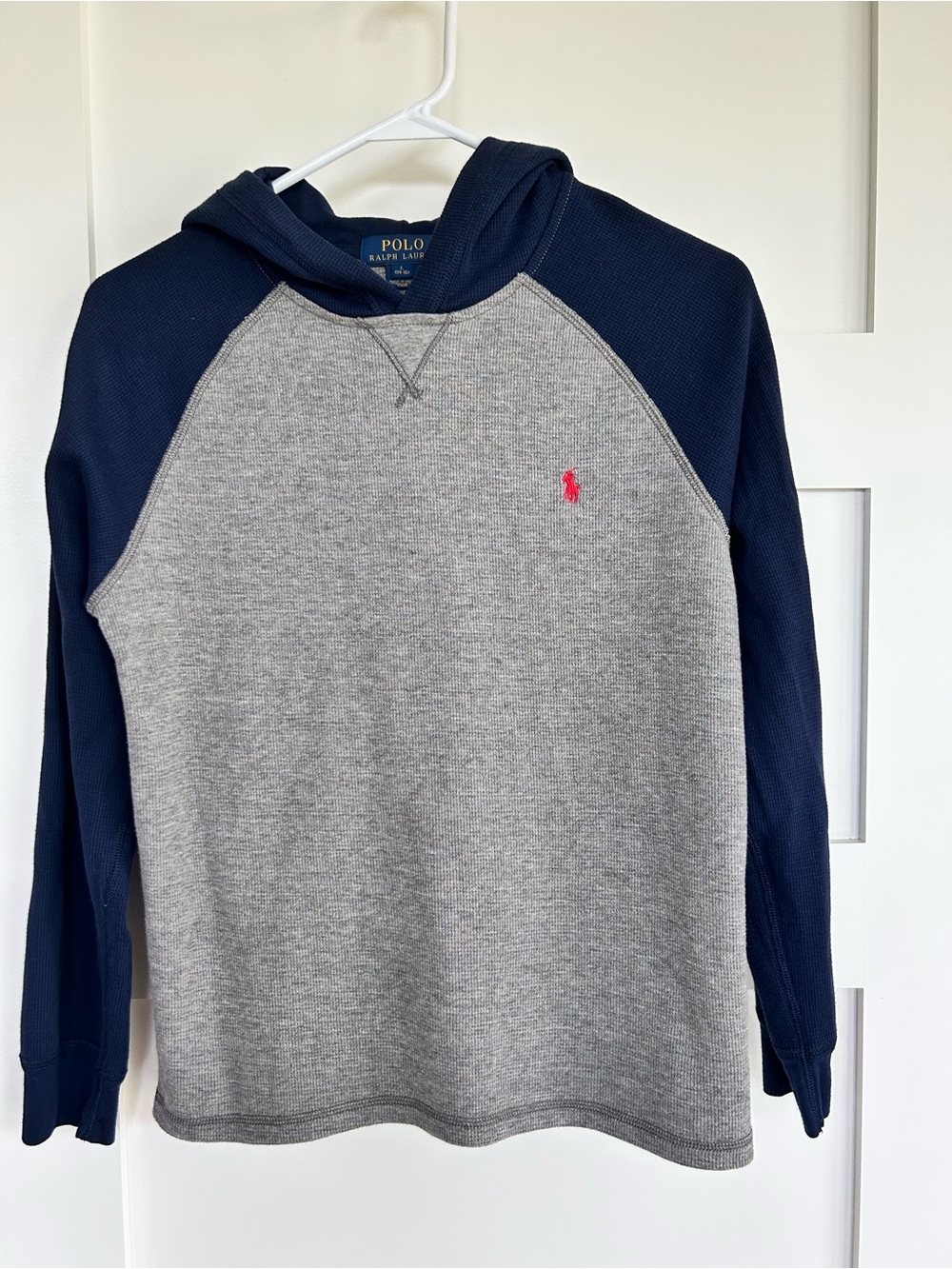 Polo by Ralph Lauren Boy’s Long Sleeved Gray and Navy Hooded Sweatshirt